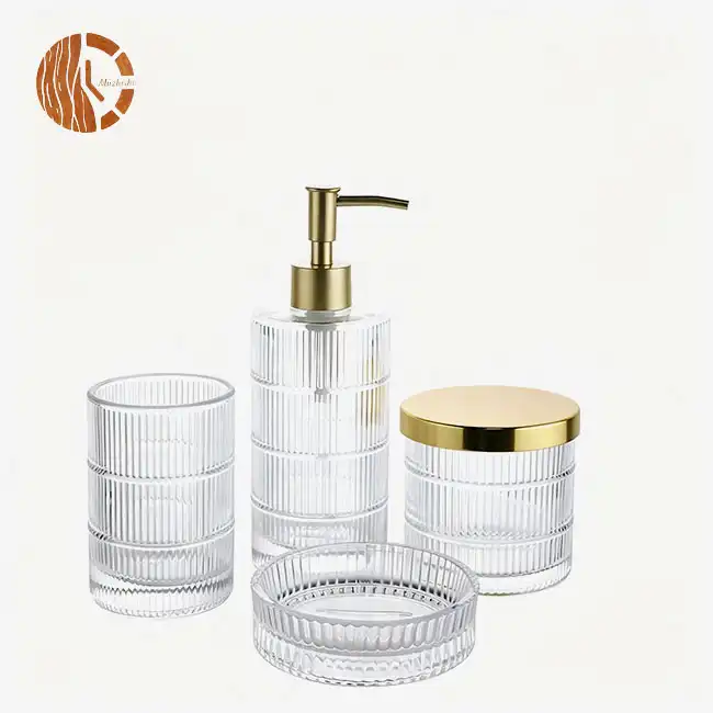 Bamboo-Knot Textured Glass Bathroom Accessory Set